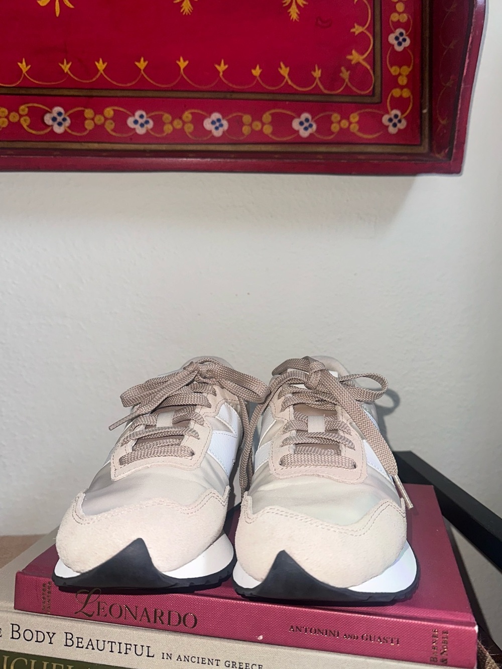 New Balance 237 Beige and White Retro Runner Sneaker - Picture 3 of 9